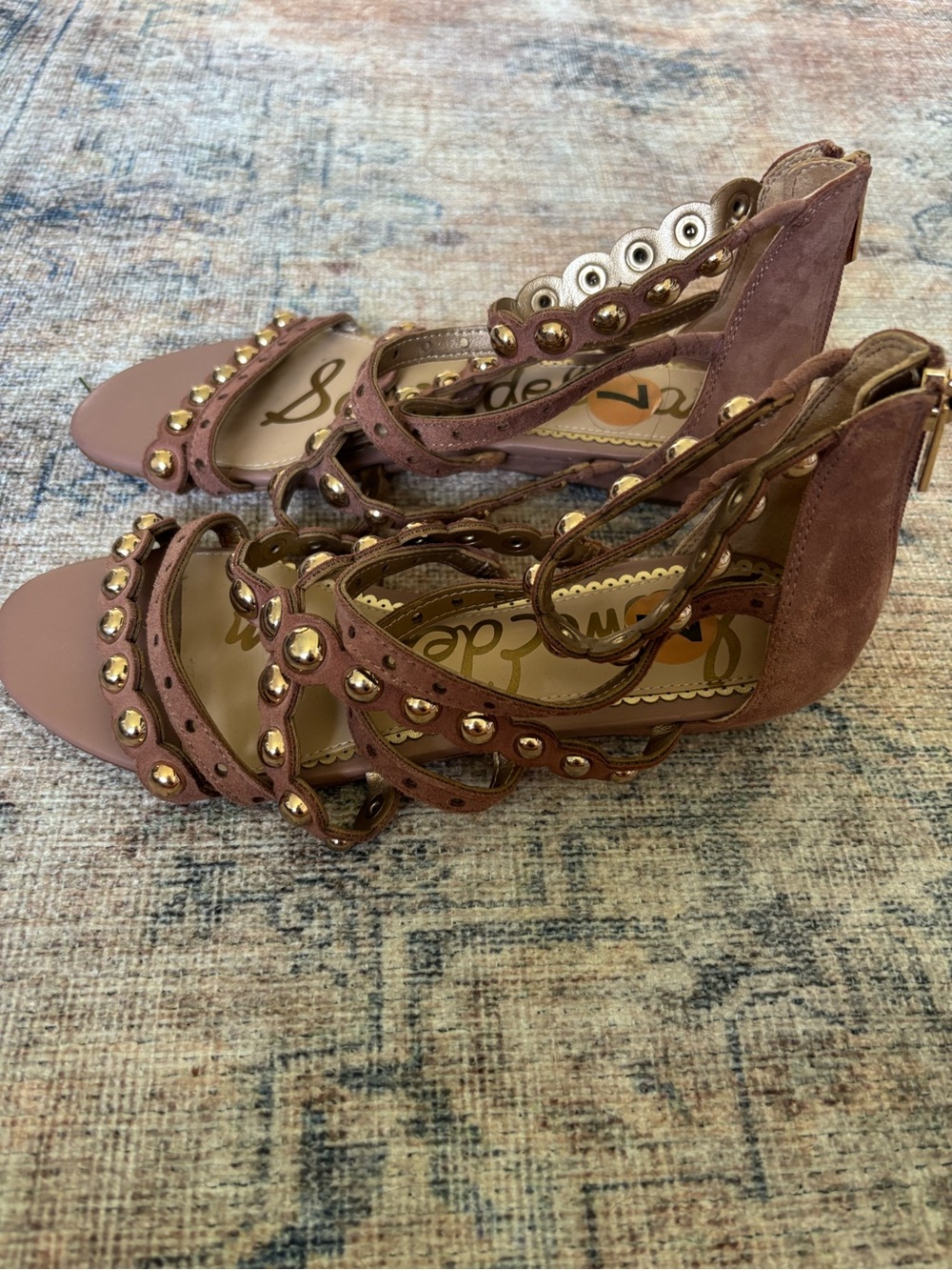 Sam Edelman Mauve Studded Strappy Heels - Picture 6 of 16